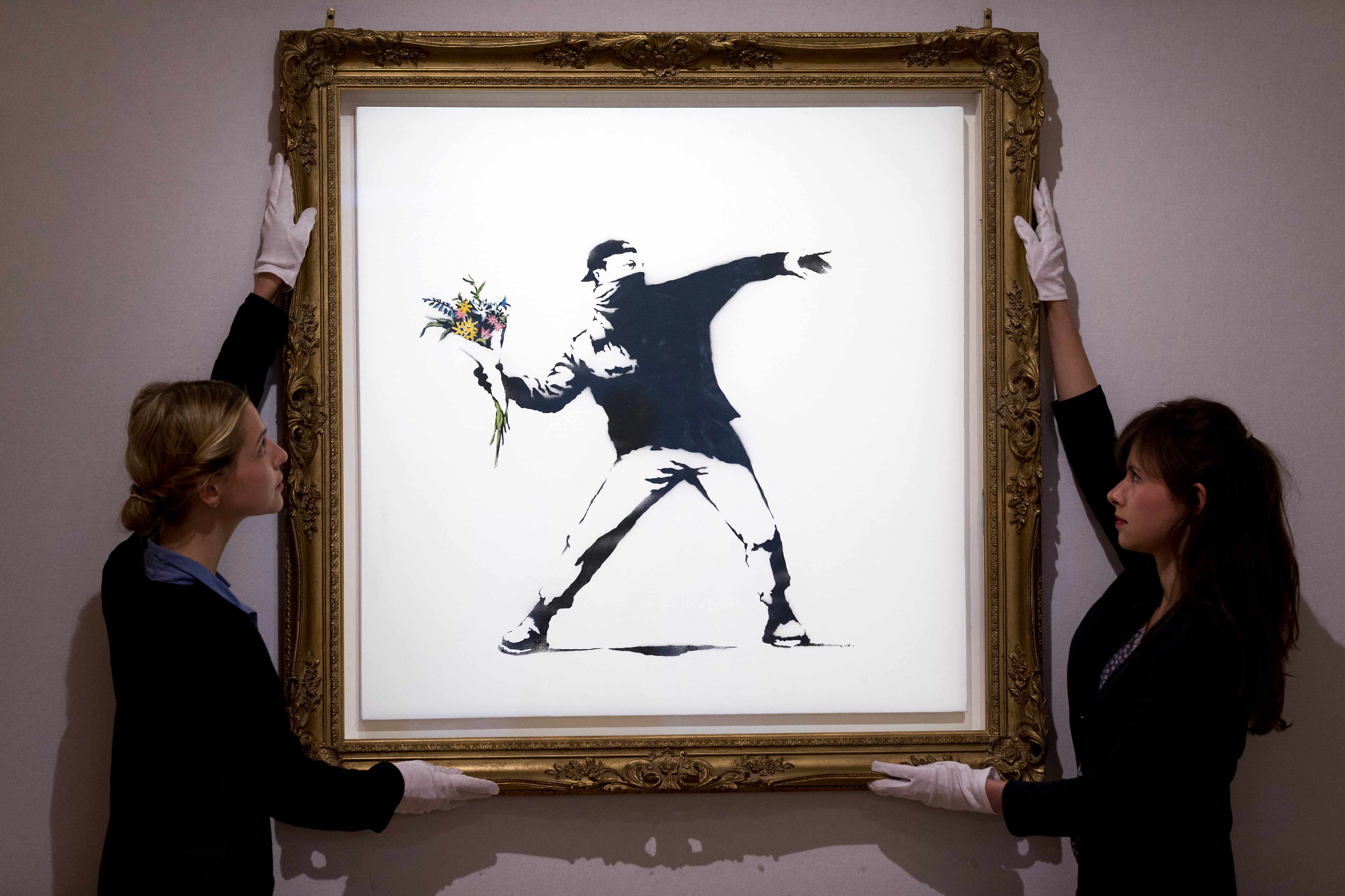 auction sotheby banksy painting bitcoin