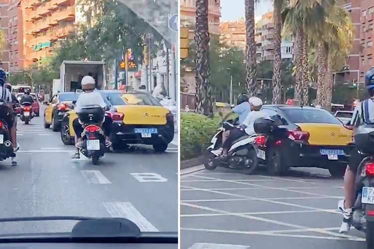 taxi driver motorcycle video barcelona